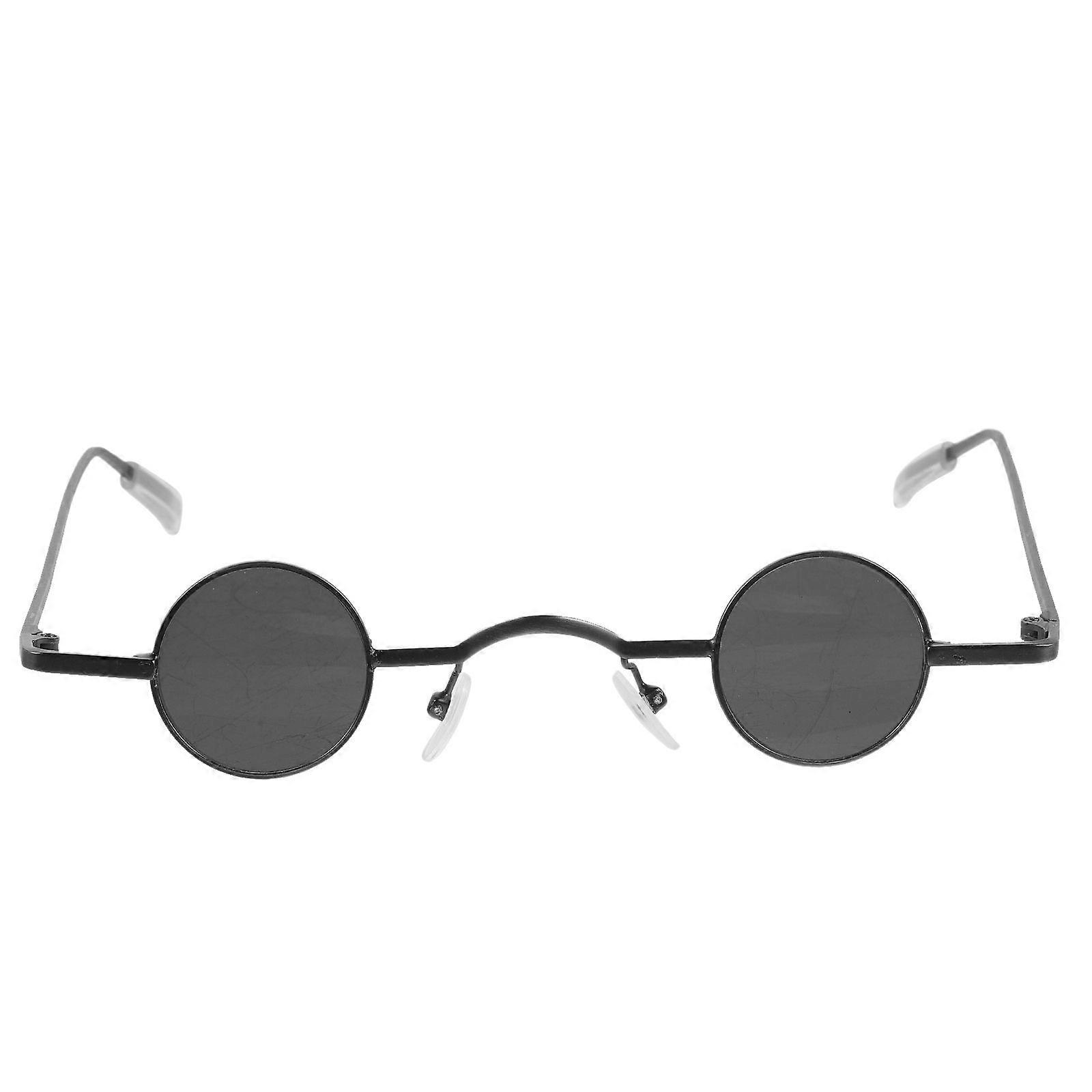 Small Round Frame Sunglasses Creative Eyeglasses Decorative Party Glasses Beach Eyewear for Men Women (Black)