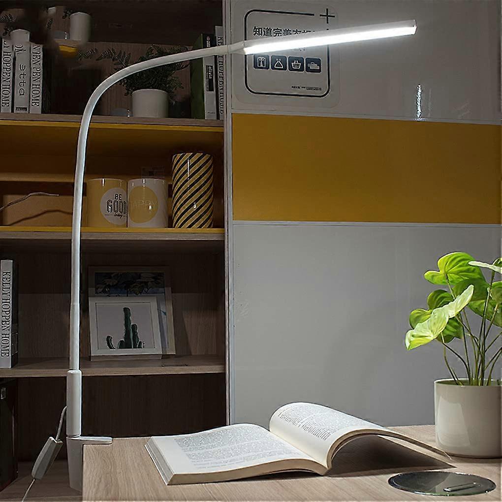 LED Desk Lamp 10W 3 Colors 10 Brightness USB Gooseneck Light White