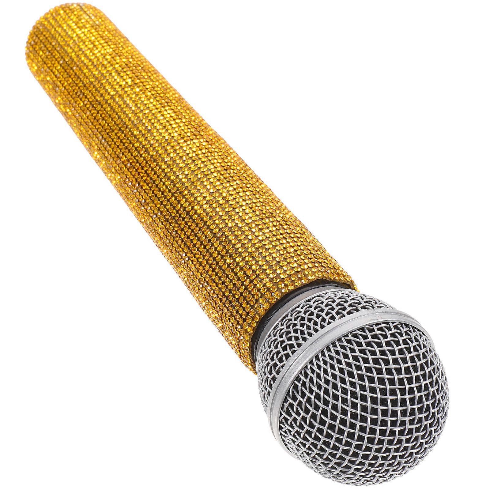 Pretend Microphone Toy Children Singing Practice Stage Performance Alloy 9.3×2.2×2.2in Speaking Practice Role Play Toy 1Set