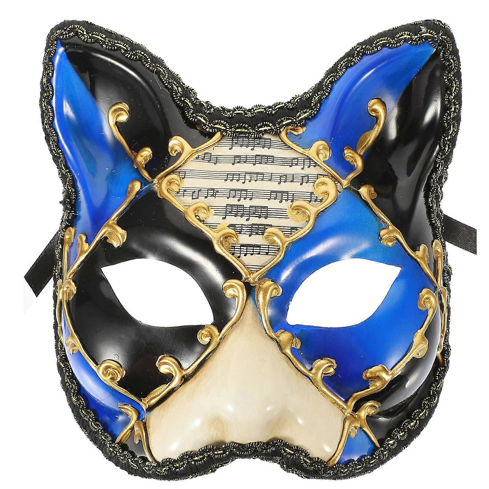 Fox Mask Cosplay Masquerade Party Accessory Half-face Mask Blue 17X16X9.5CM Material 1Pack