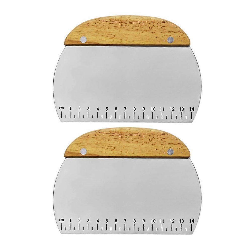 Multipurpose Kitchen Spatula Baking Accesseries Wooden Handle Cutting Frosting Kitchen Tool Semicircle Shape 6.3×4.5×0.6in 2Pcs