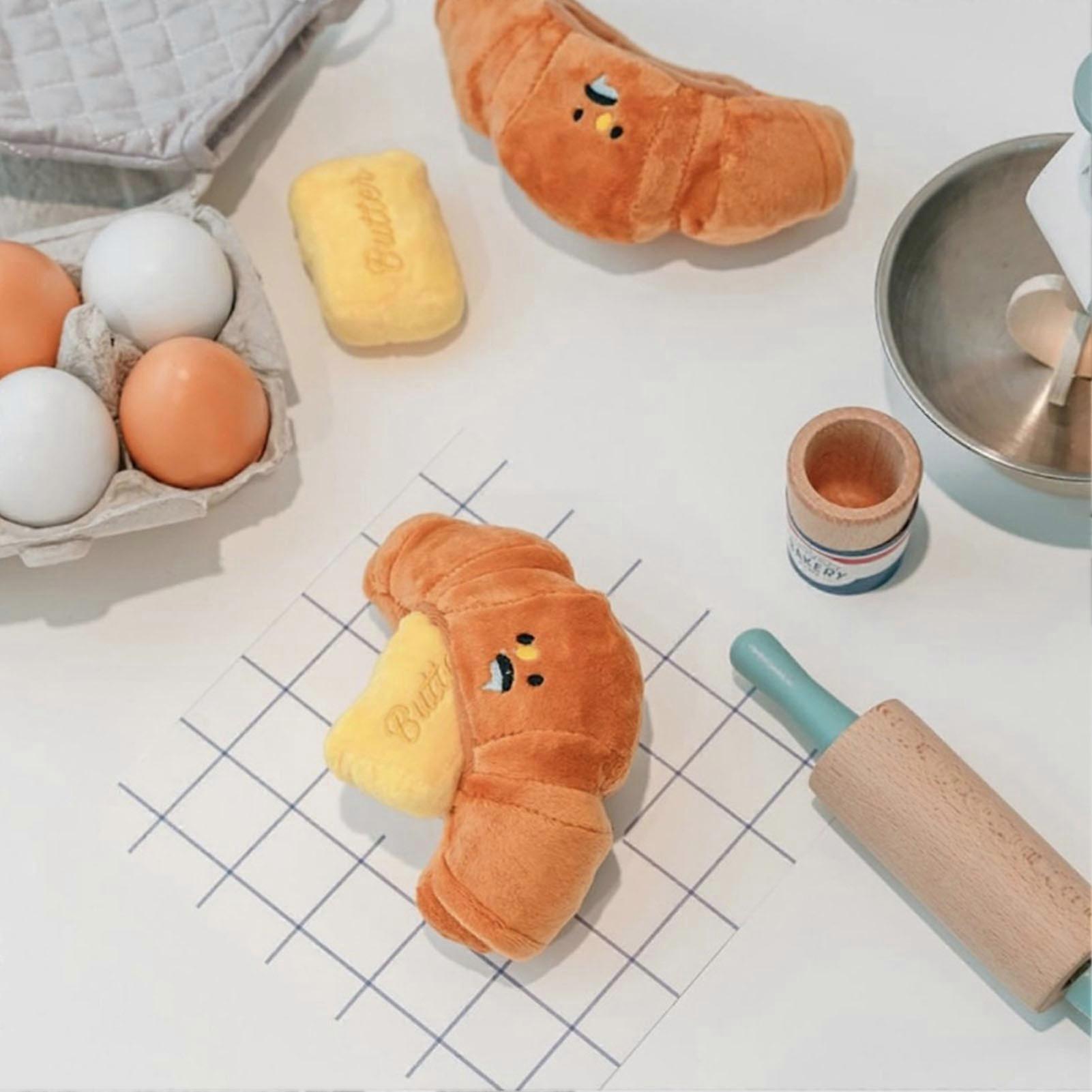 Plush Dog Snuffle Toy Bread Shape Soft Squeaky Interactive Puzzle