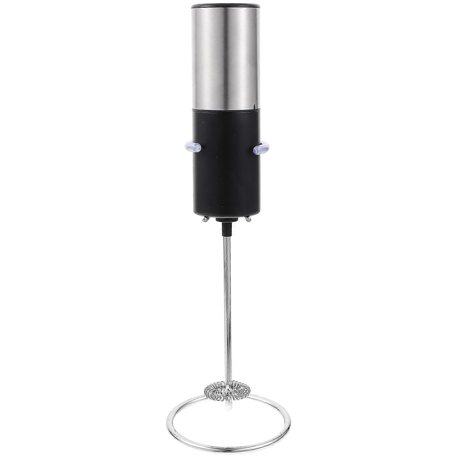 Egg Beater Milk Frother with Storage Rack for Home Use Black ABS 1 Set