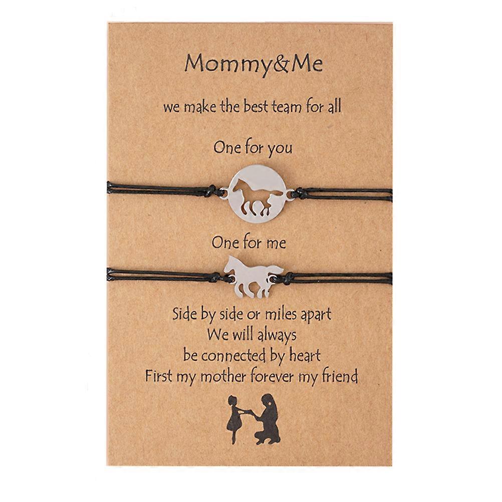 Thread Bracelet Cord Bangle Mother Daughter Matching Daily Wear Light Brown 30x2cm Connection Symbol 1Set