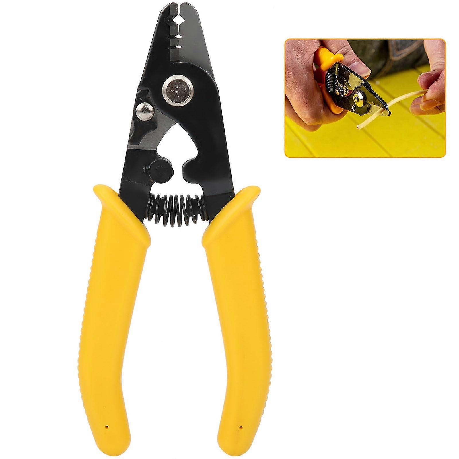 Fibre Optic Cable Stripper Three-Hole PVC Handle, 6-Inch Length, Fibre Optic Wire Stripping Tool, High-Hardness Pliers