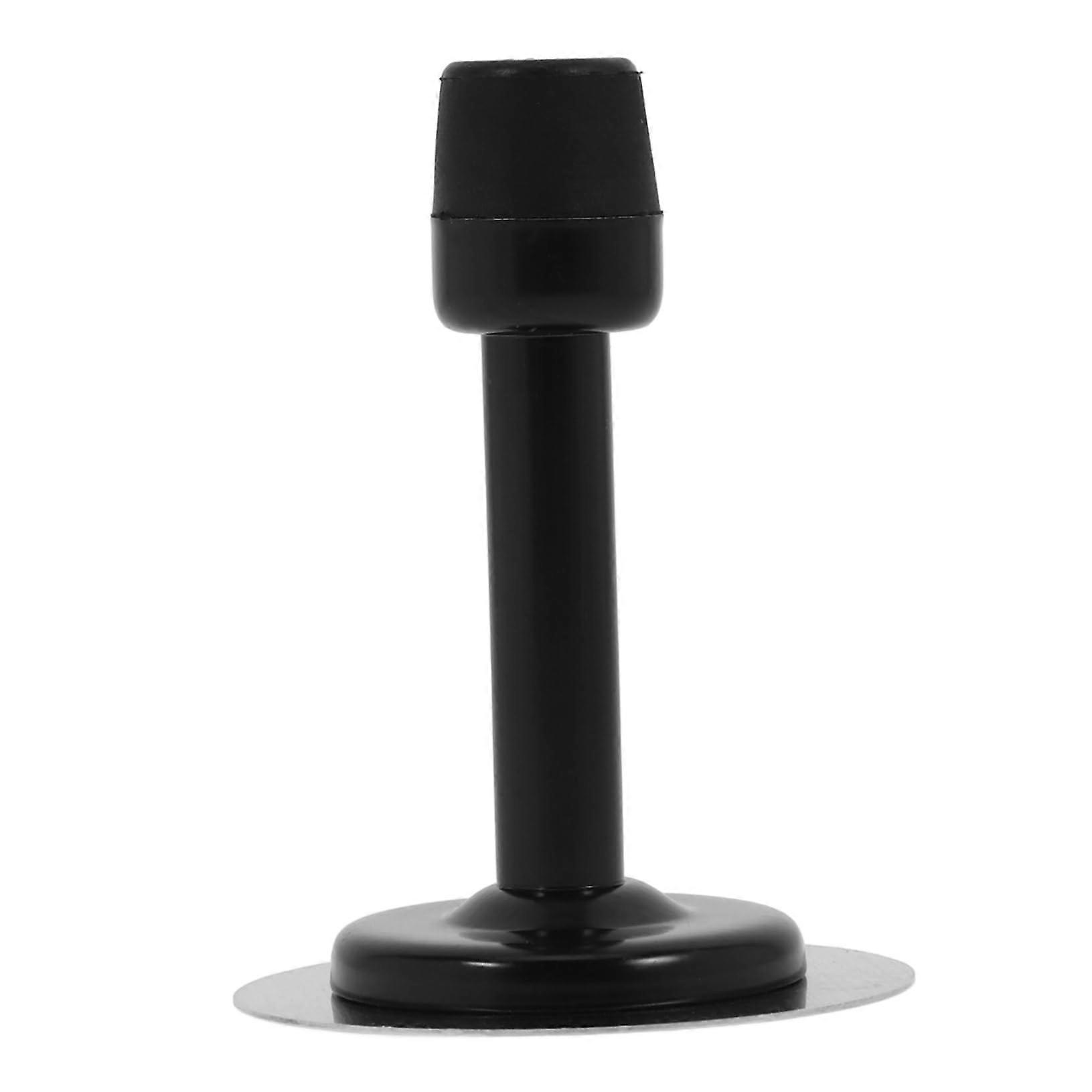 Nondrilling wallmounted door stopper with rubber tip, protecting doors and preventing impacts and noise.