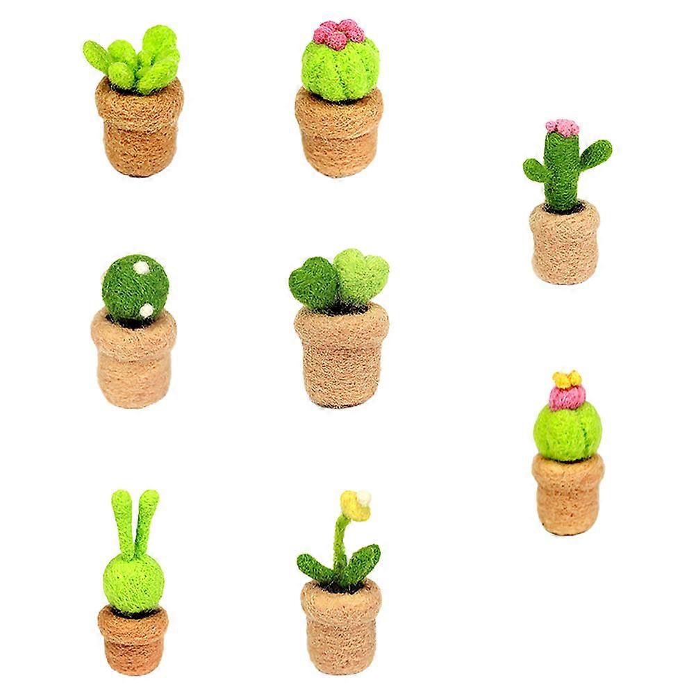 Felt Kit For Beginners Diy Needle Felt Kit Mini Cactus Decorations Assorted Color Wool Felting Starter 8Pcs