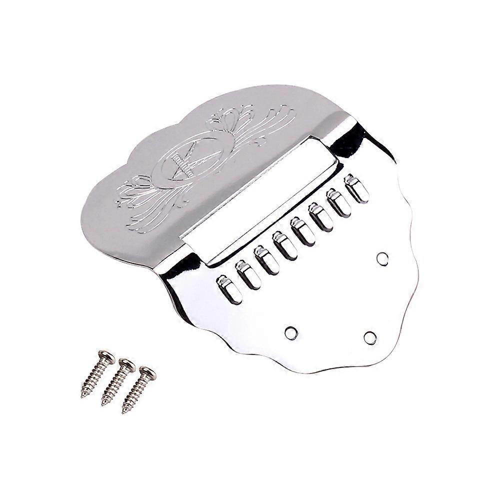 Metal Mandolin Tailpiece, Silver Finish, 8 String Compatible, Scalloped Design, Model QB02