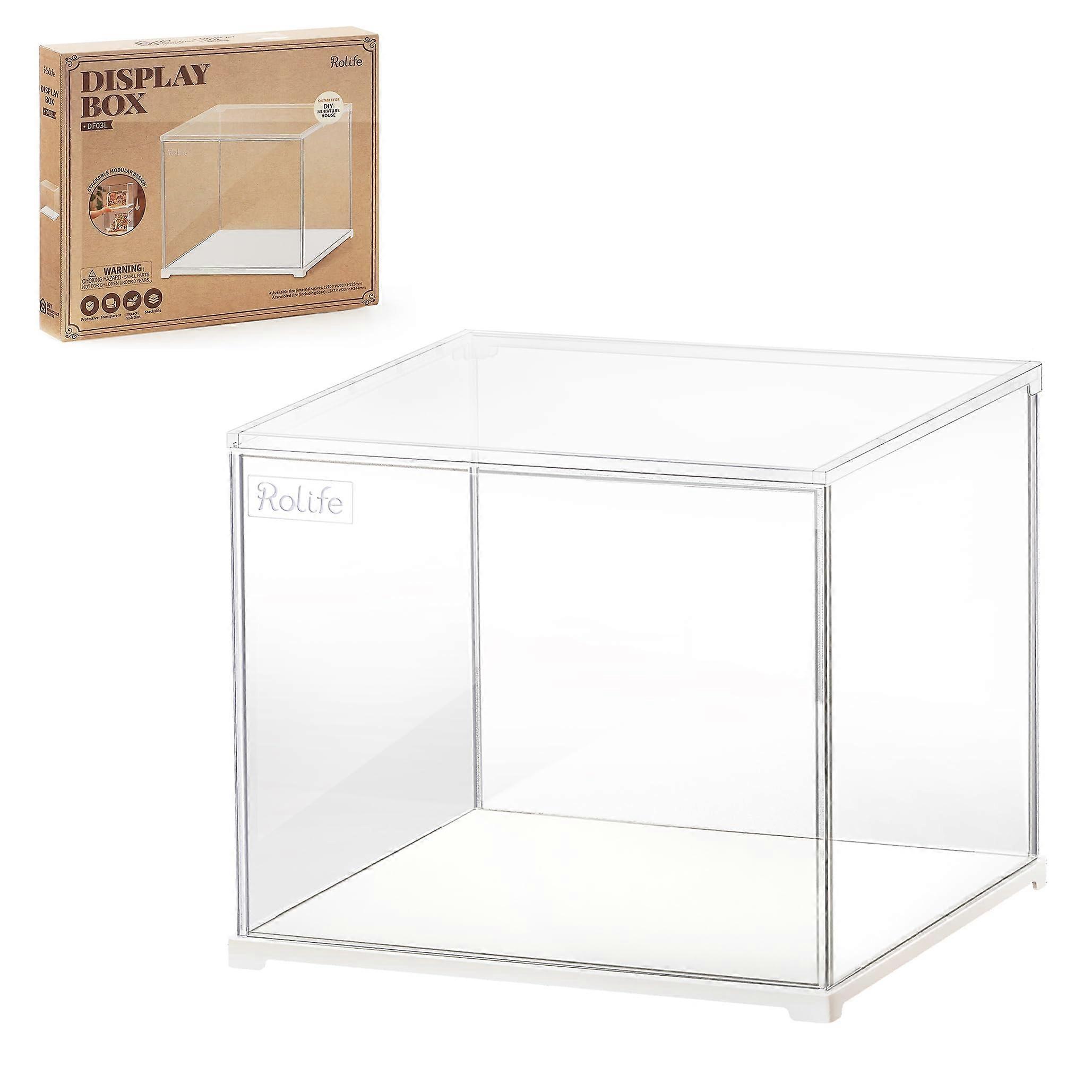 Acrylic Display Box Transparent Display Case Dust Cover for Dollhouse / DIY Miniature House Kit/3D Puzzle/Action Figures 28.7 x 23.7 x 24.4 cm