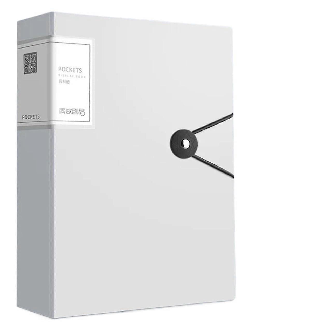 A4 Box Folder, Thickened, 100 Pages, Large Capacity, File Folder, Desktop Storage (White)