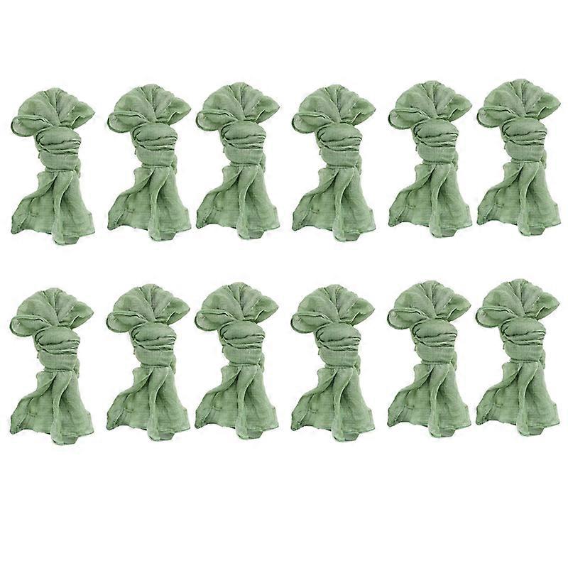 Gauze Cheesecloth Napkins Wrinkled Dinner Napkins Deco (Green 12Pcs)