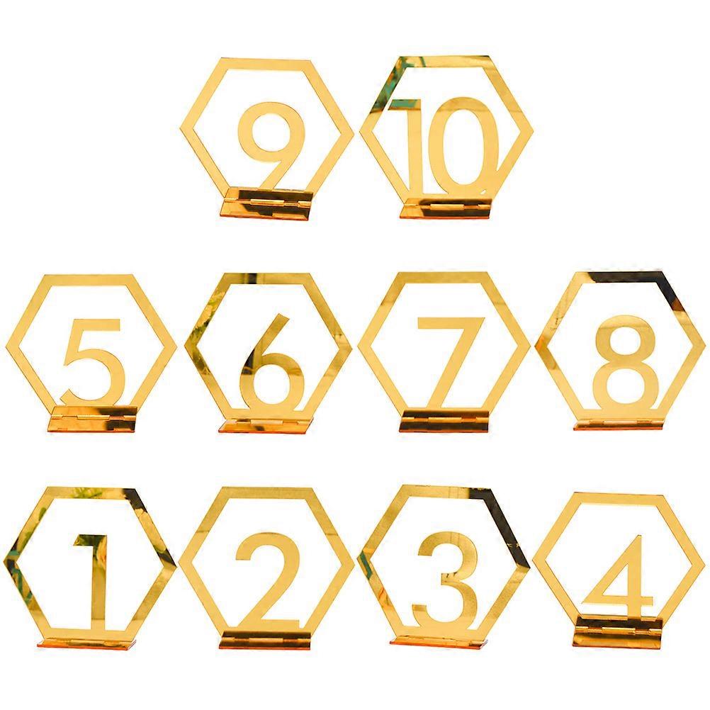 Table Number Signs Wedding Table Number Stand For Wedding Reception Golden 11.3X10X0.2CM Menu Card Holder 10Pcs