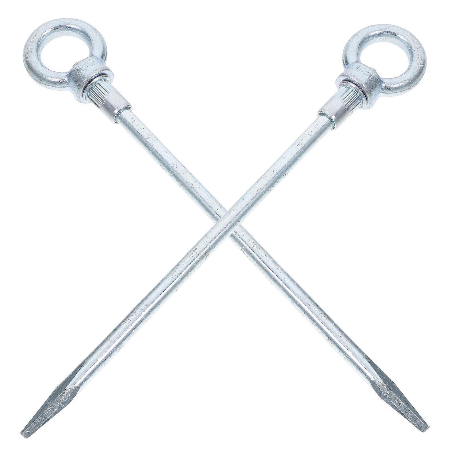 Heavy Duty Tent Pegs Made of Iron Material for Securing Tents and Canopies 2 Pieces Silver Color