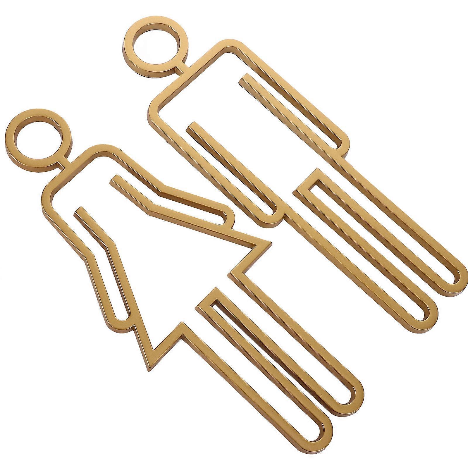 Golden Toilet Identification Sign for Decoration Made of ABS Material 1 Pair