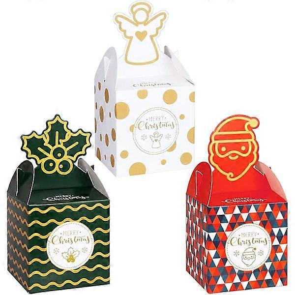 12 pcs Christmas Candy Boxes Beautiful Empty Kraft Paper Gift Boxes