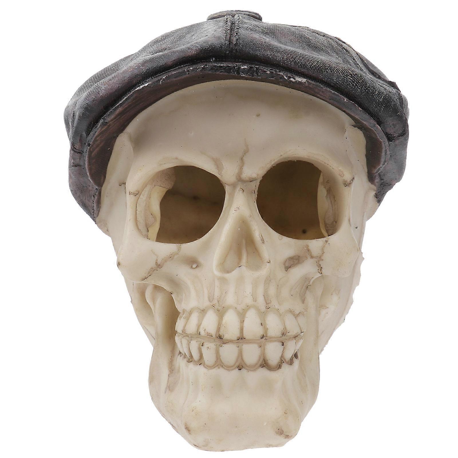Spooky Human Skull Head Ornament Display Item Ideal For Halloween Theme Parties 1Pack