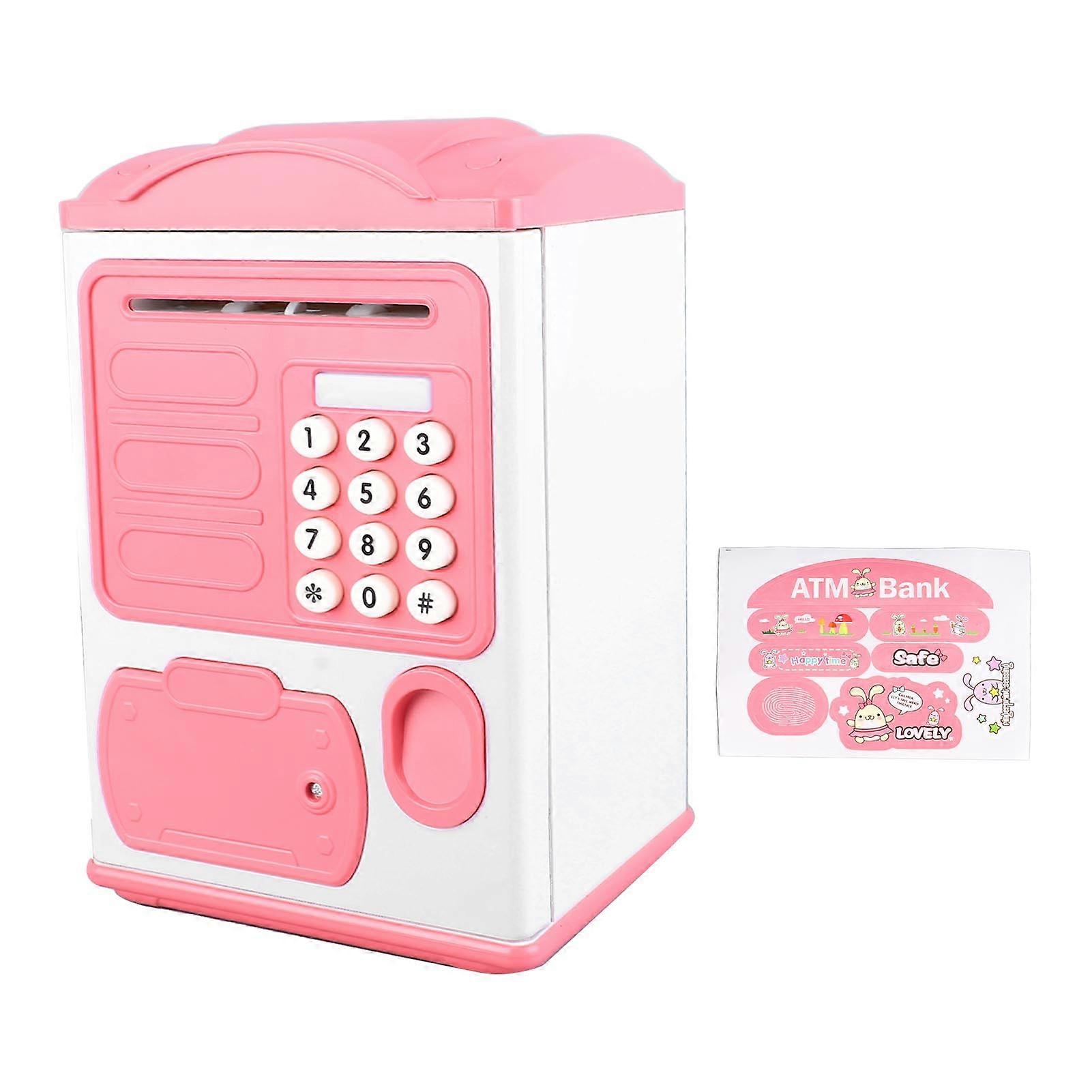 Electronic Piggy Bank Password Fingerprint Verification Smart Sensor Coin Money Storage Piggy Bank Pink