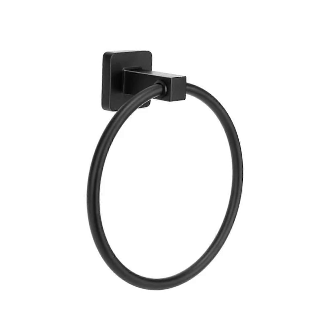 Modern matte black towel ring for bathroom and kitchen, stylish towel holder with hangers (round design) blackround
