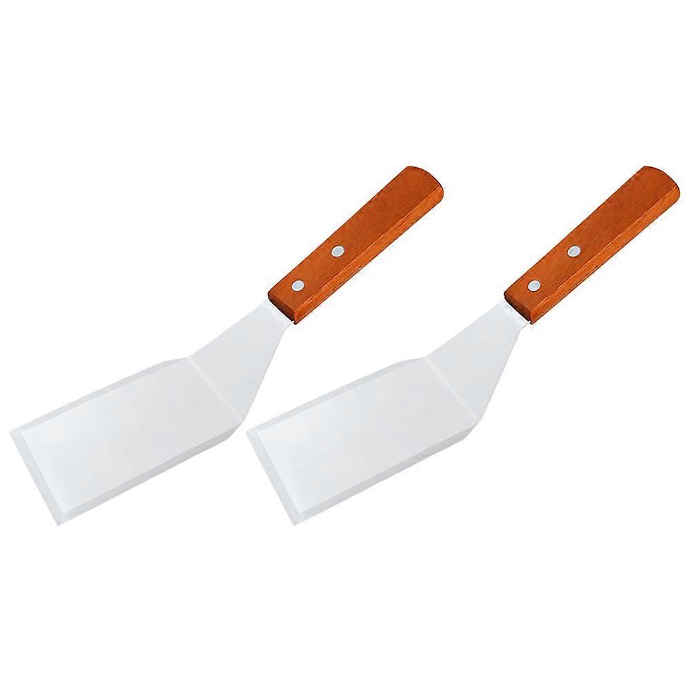 2pcs Stainless Steel Spatulas with Wood Handles for Steak and Pizza Kitchen Tools