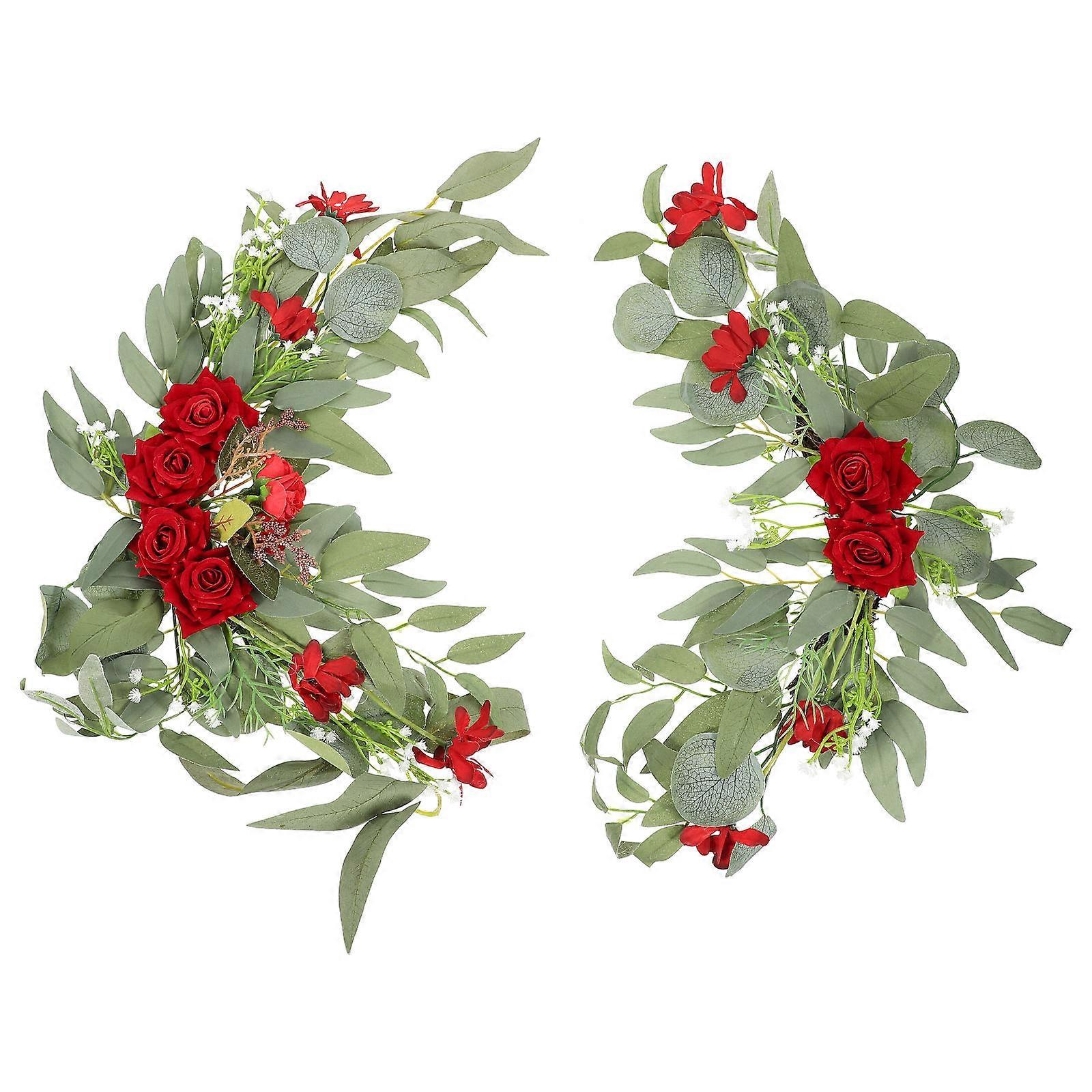 Red Silk and Plastic Arch Flower for Decoration with Use and Beautiful Design 2Pcs