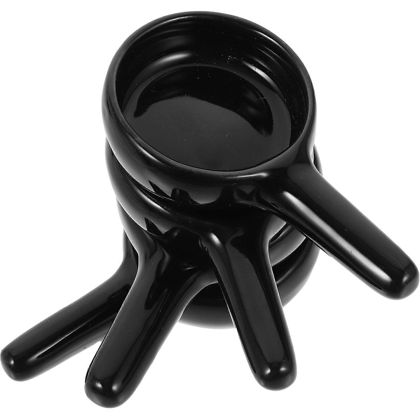 Tealight Candle Holder Ceramic Spoon for Candle 4Pcs Black Warmer