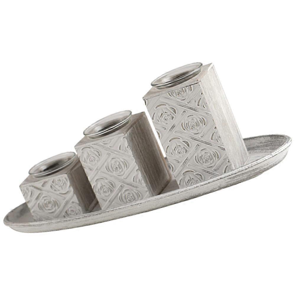 Rustic Elegance, Glass and Wood Candlestick Holder Set for Charming