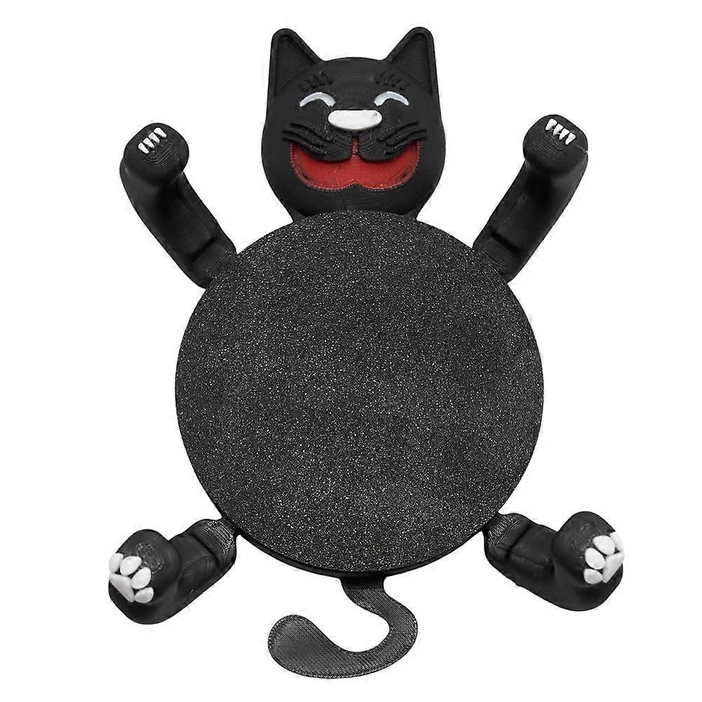 Interactive Cat Coaster with Automatic Grip, Heat-Resistant 3D Printed Acrylic Drink Mat, Non-Slip Black Table Protector for Home/Office Decor
