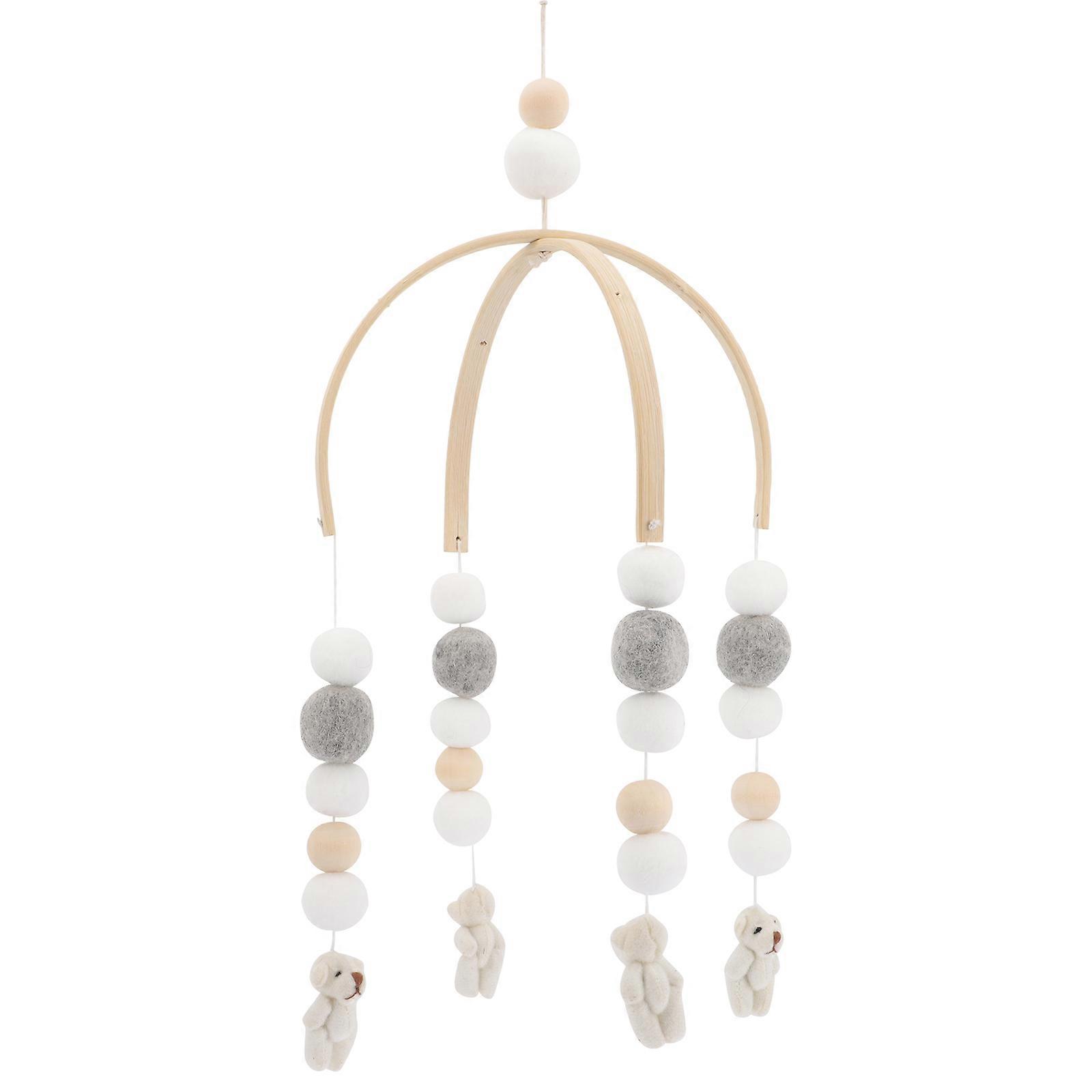 Wooden Bead Mobile for Crib – Adorable Nursery Decor with Bells to Enhance Hearing and Motor Skills in Newborns