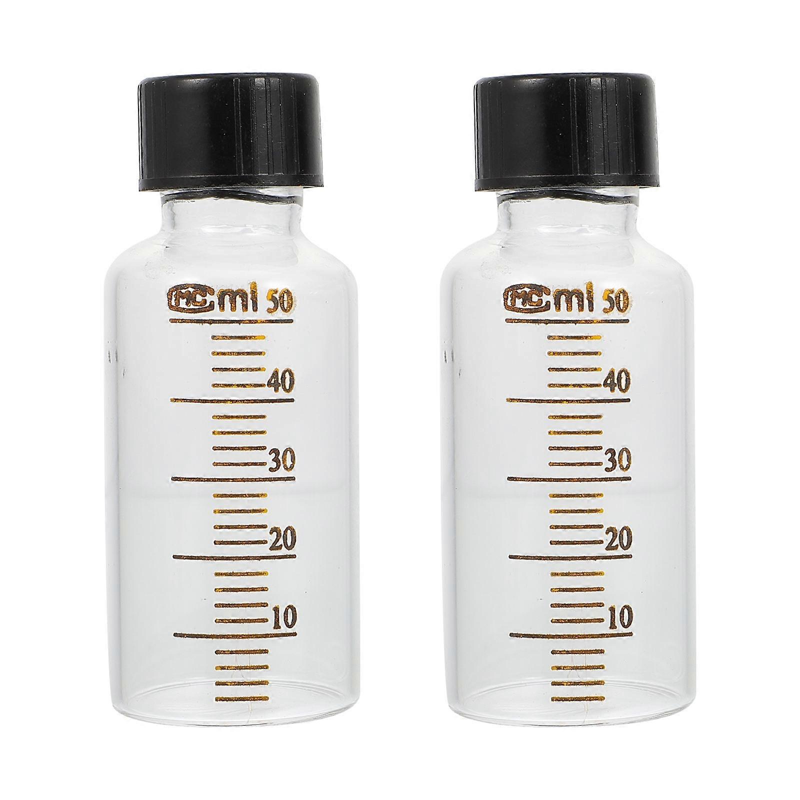 Frascos transparentes com tampas 50ml frasco de vidro para experimento químico com design à prova de vazamentos 2 unidades