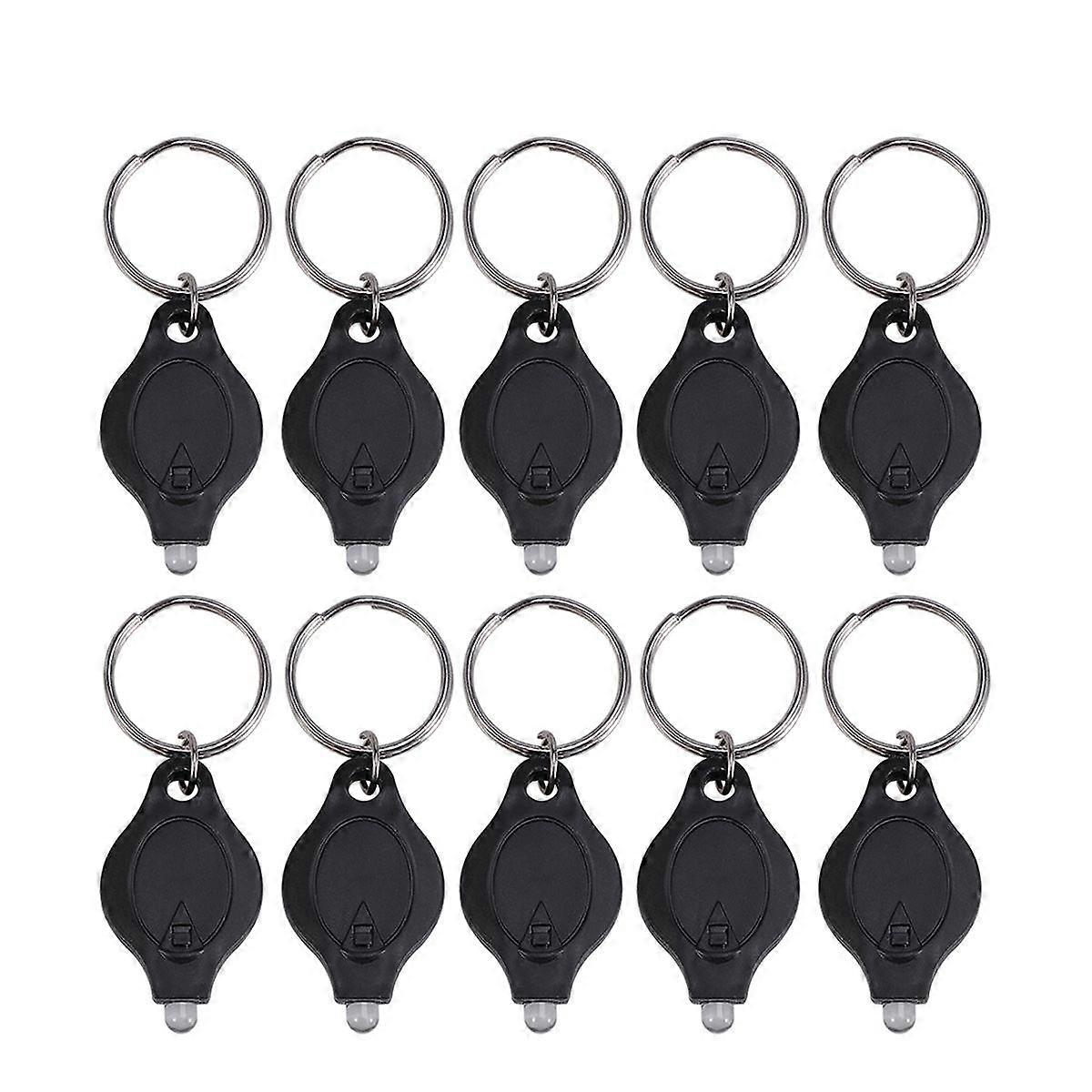 Portable LED Keychain Torch Flashlight Designed For General Users In Black 10Pcs