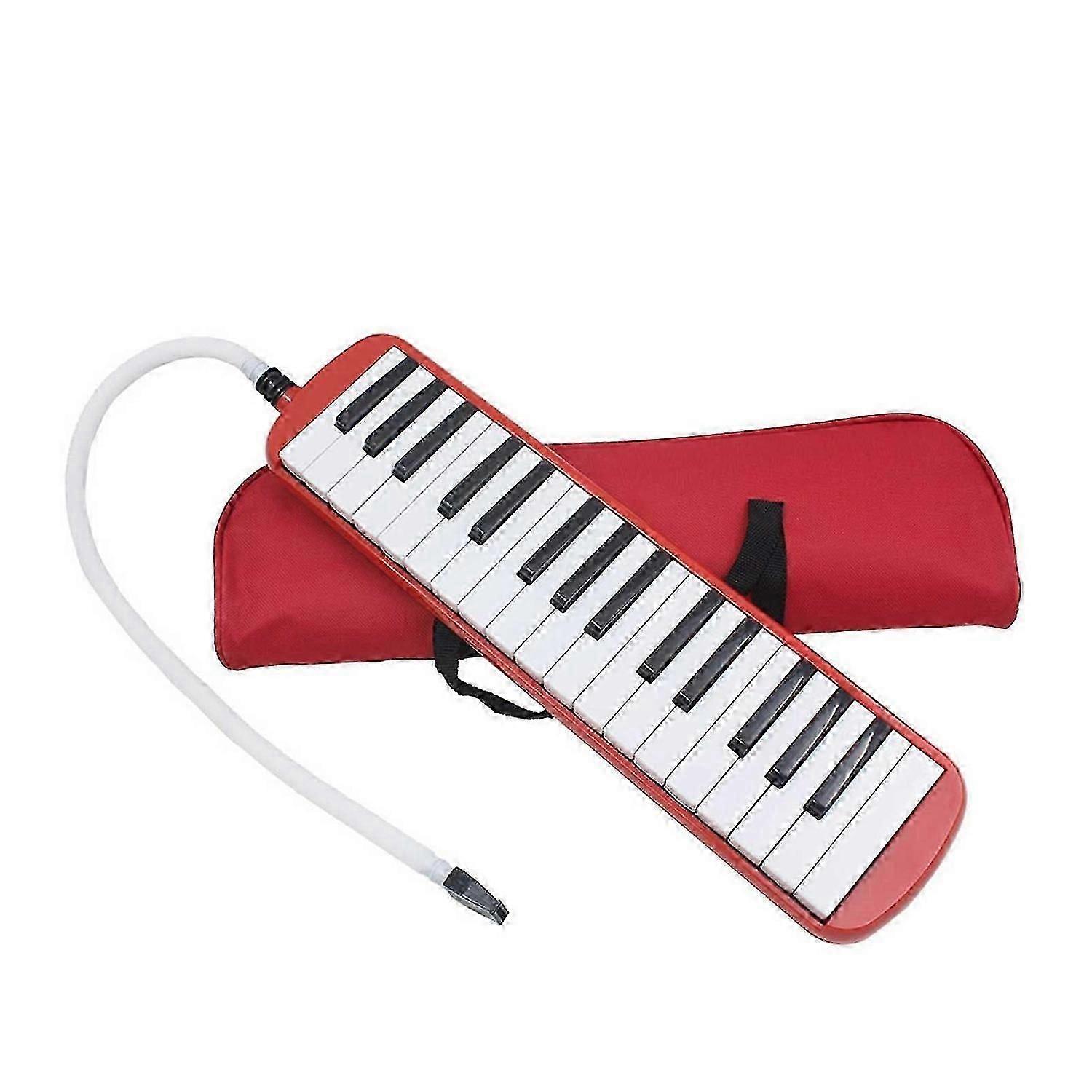 32 Keys Melodica Instrument, Soprano Melodica Air Piano Keyboard Pianica with 1 Soft Long Tubes, 1Sh