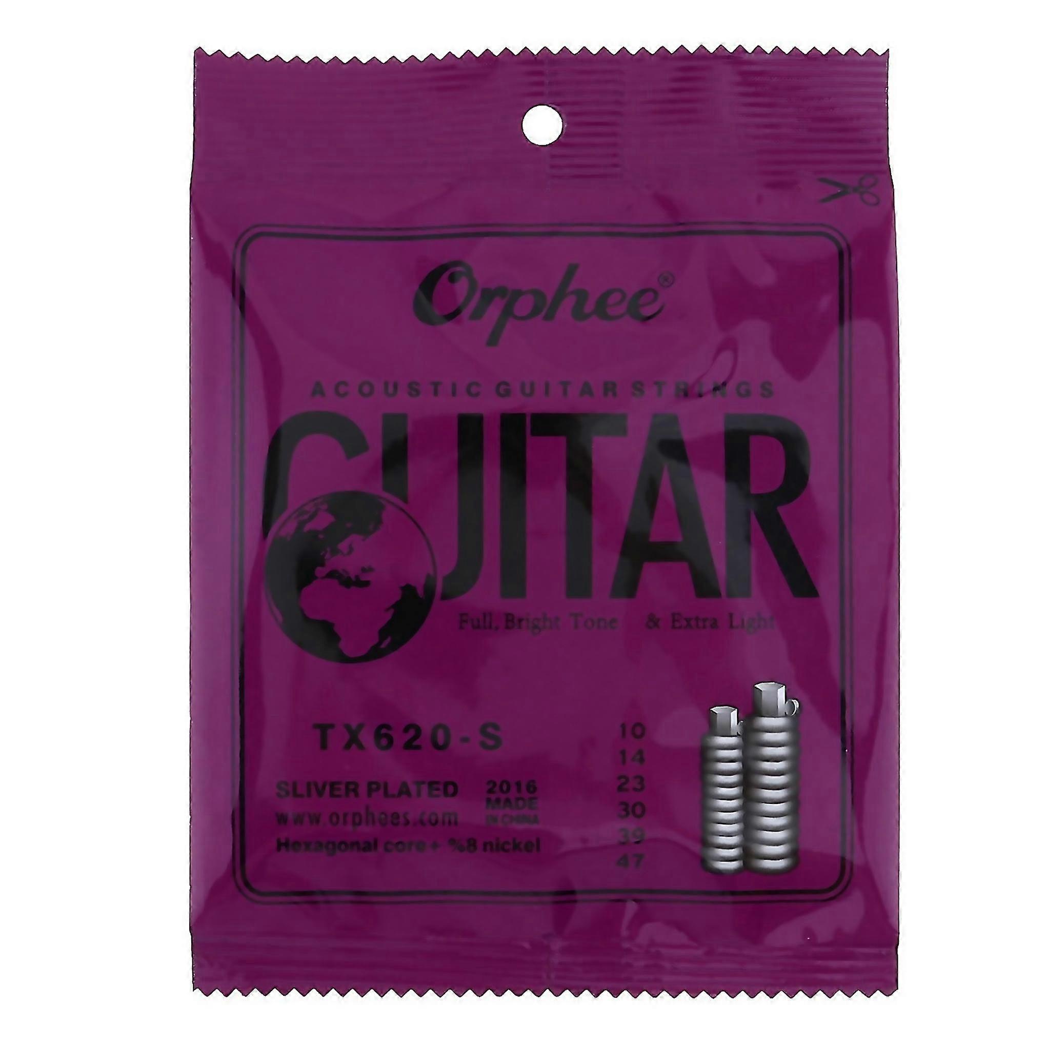 For orphee 6pcsset acoustic guitar strings special plated antirust hexagonal core8 nickel ext Silver