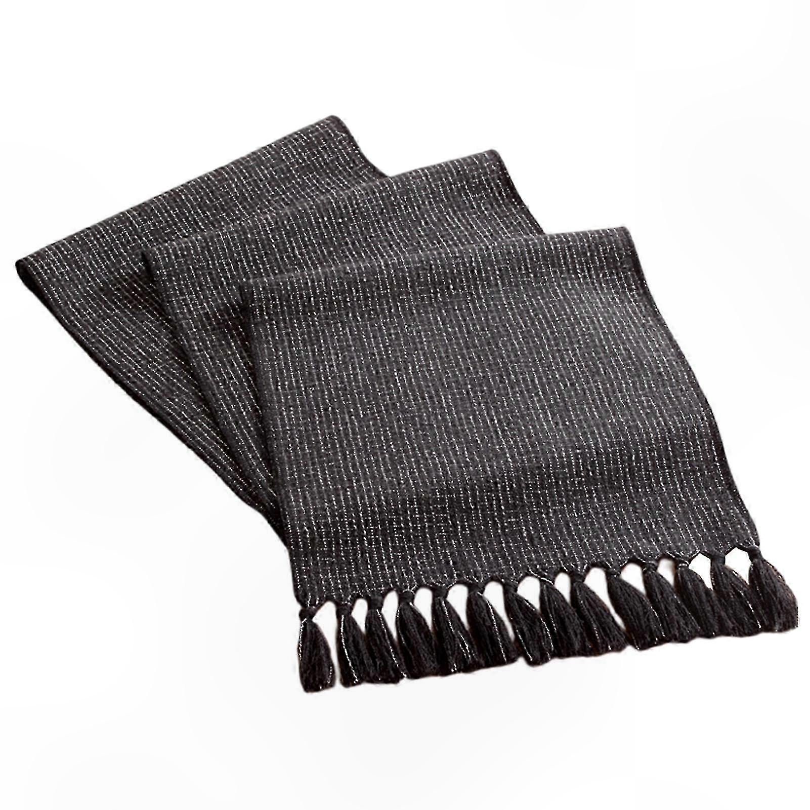 Solid Color Tassel Table Runner for Dining Room and Kitchen Use Durable Fabric with Fine Texture Lint Free Decorative Runner