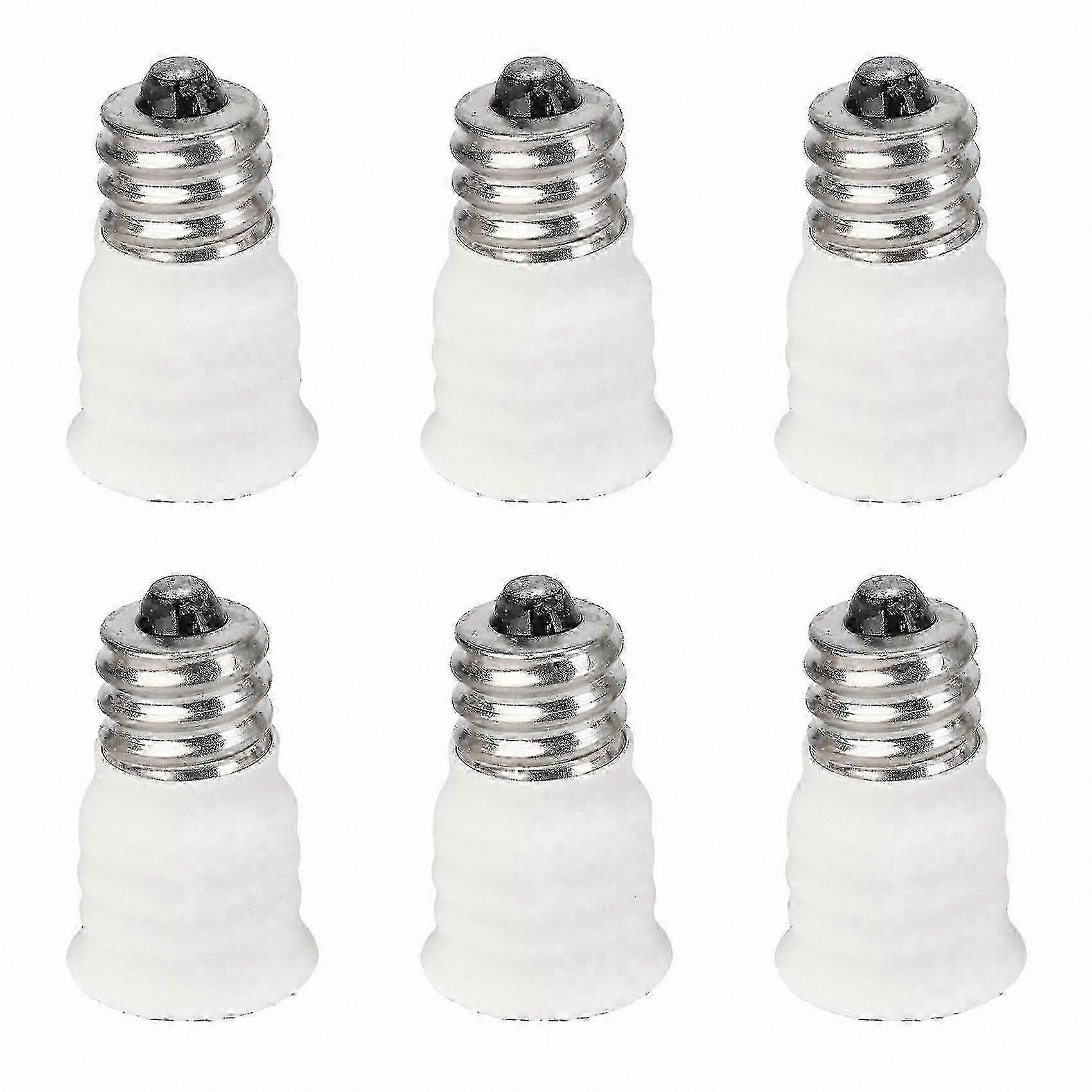 E12 to E14 Bulb Converter Adapter - 6 Pack White Lamp Socket Changer for LED Lights Holder