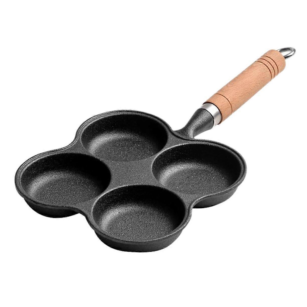 NonStick Omelette Pan 4 Hole Egg Frying Pan Rectangle Egg Pancake Pot Lid Omelette
