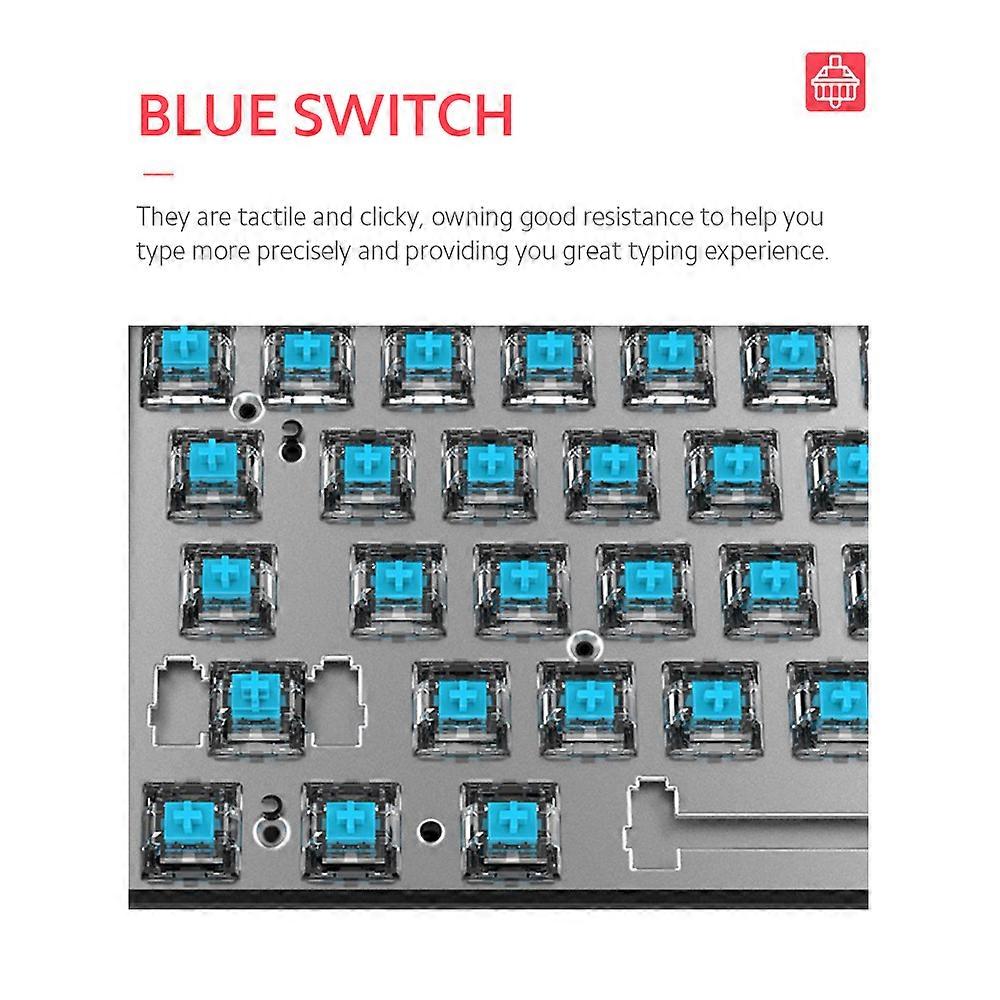 Backlit Mechanical Keyboard N-key Rollover/ Blue Switch/ Macro Recording Keys/ Detachable Frame/ Adjustable Height White