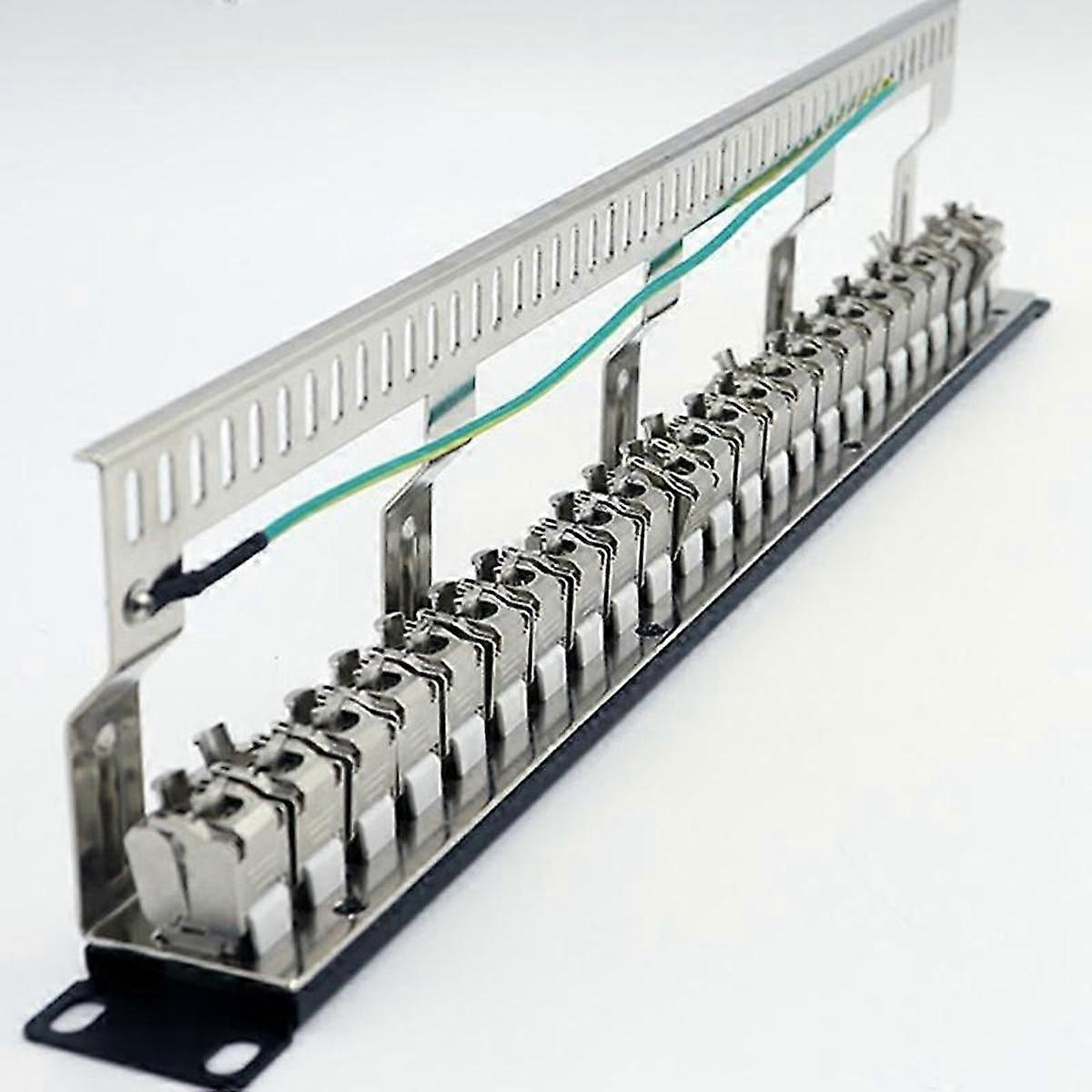 Cat7 Patchpaneel 24Poorts CAT7/CAT6A FTP Patchpaneel Volledig Afgeschermd Incl 24x Cat7 Afgeschermde Adapter 1u