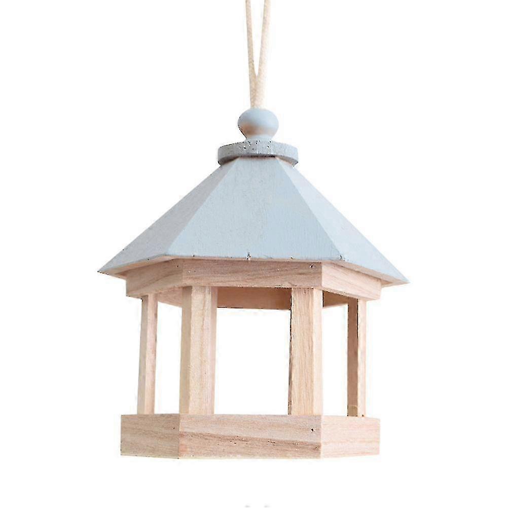 Udhulet hængende fuglefoderautomat i træ redehus til have, 20 x 13,7 cm