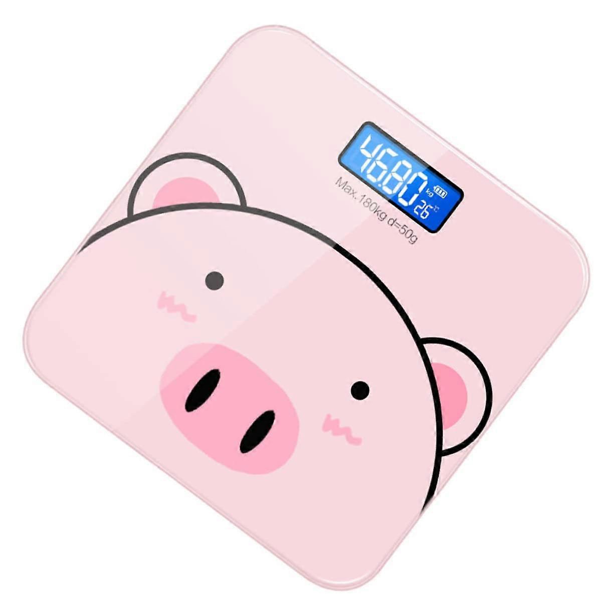1PC Cartoon USB Charging Body Weight Scale Cute Electronic for Home Use Durable Tempered Automatic Shut Down for Family and Fitness Enthusiasts
