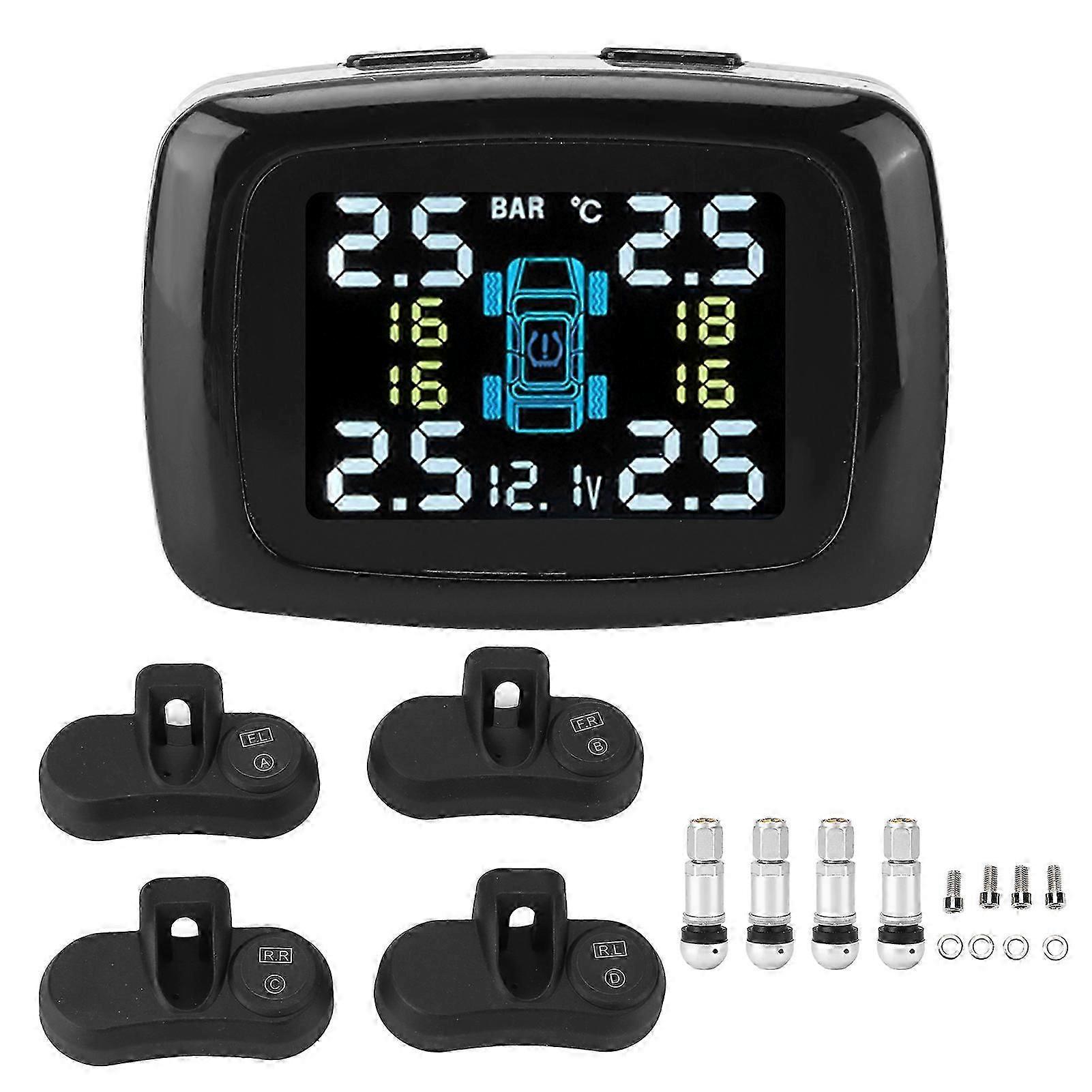 Smart TPMS Cigarette Lighter Tire Pressure Monitoring Alarm System with 4 Internal Sensors
