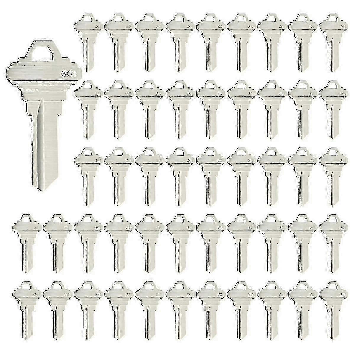 100pcs Brass & Silver SC1 Key Blanks for House & Office - 100 Pack