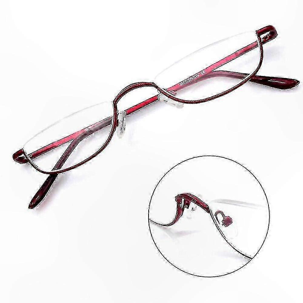 Half Moon Semi Rimless Reading Glasses with Metal Spring Hinges 1.0-4.0 Magnification