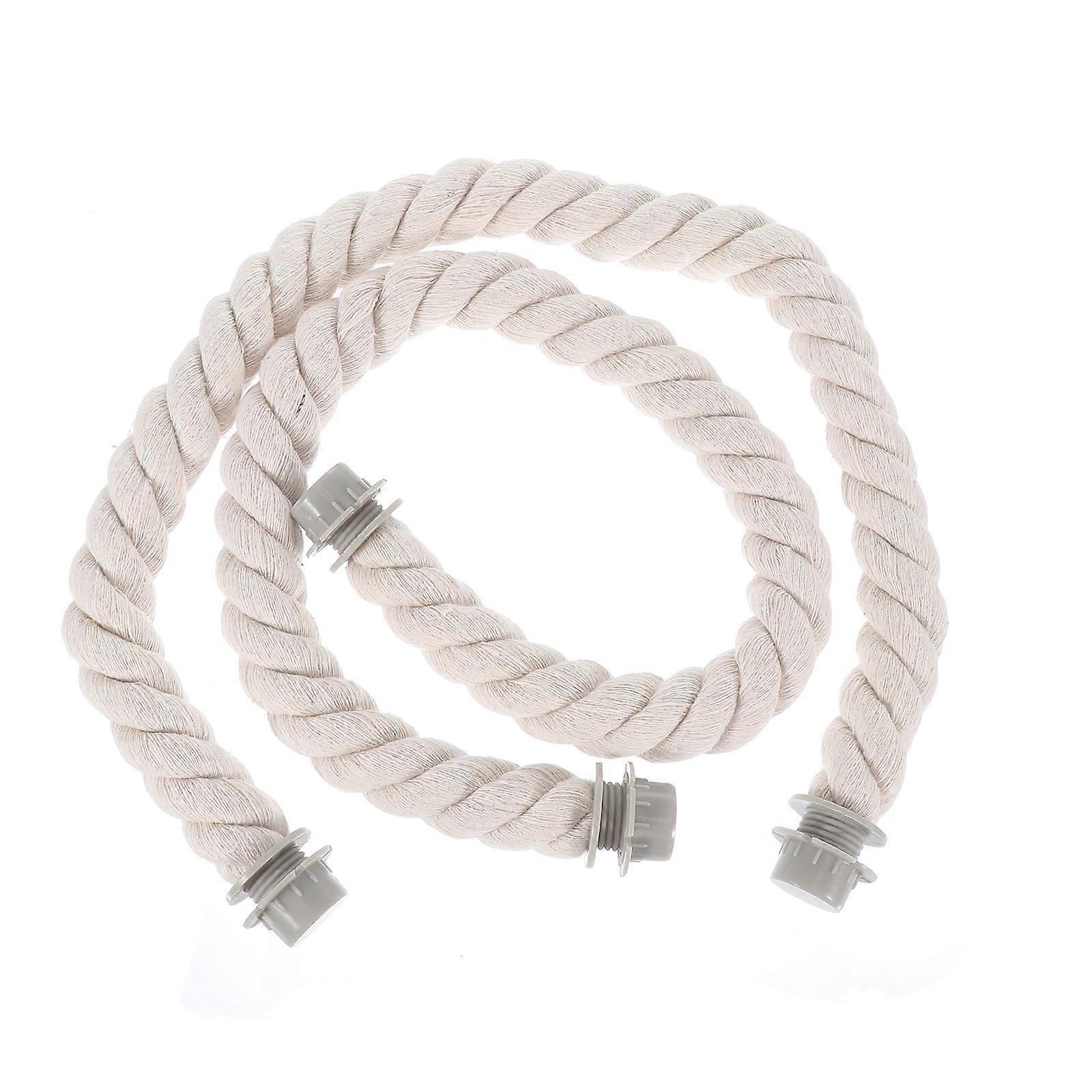 Rope Handle Tote Bag Shoulder Strap Beach Bag Replacement Beige Cotton Durable 2Pcs