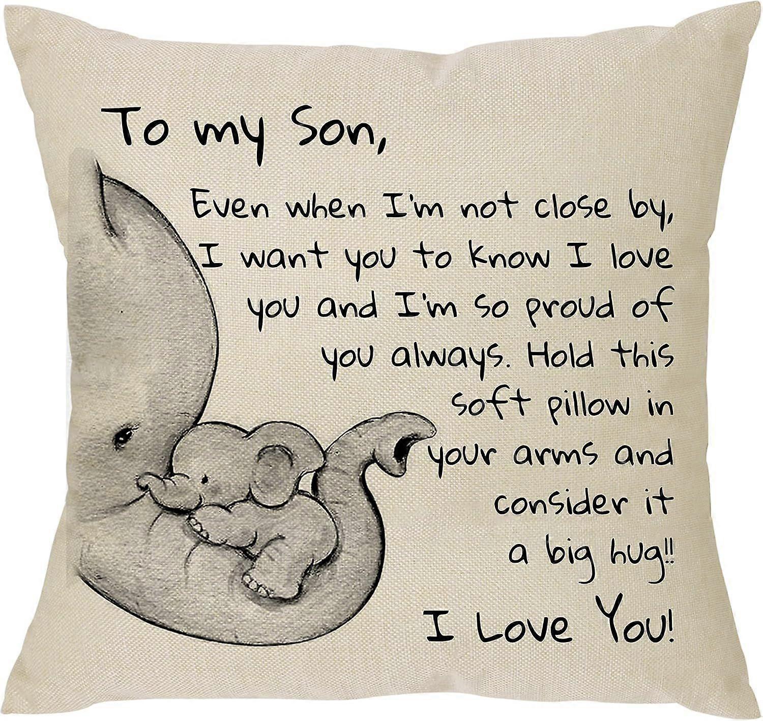 To My Son And Baby Elephant Style Printed Throw Pillow Case Cover