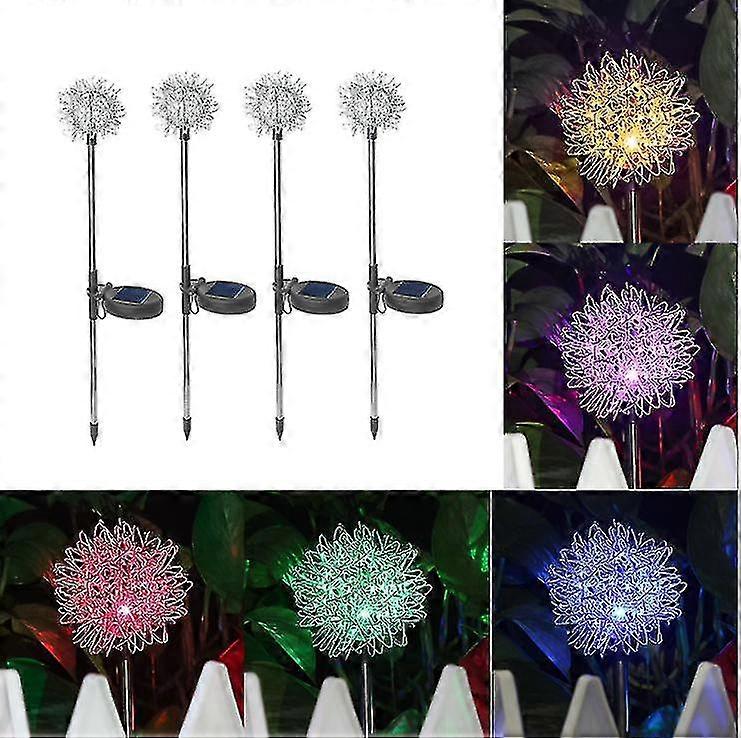4 Pcs Color Light Solar Simulation Dandelion Yard Decoration Light,...