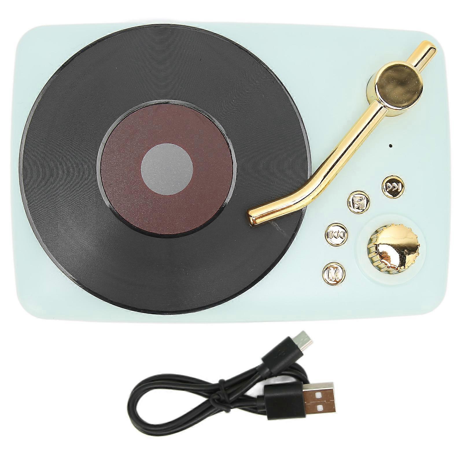 Retro Turntable Bluetooth Speaker with Stereo Sound, USB Charging & AUX Input for Travel