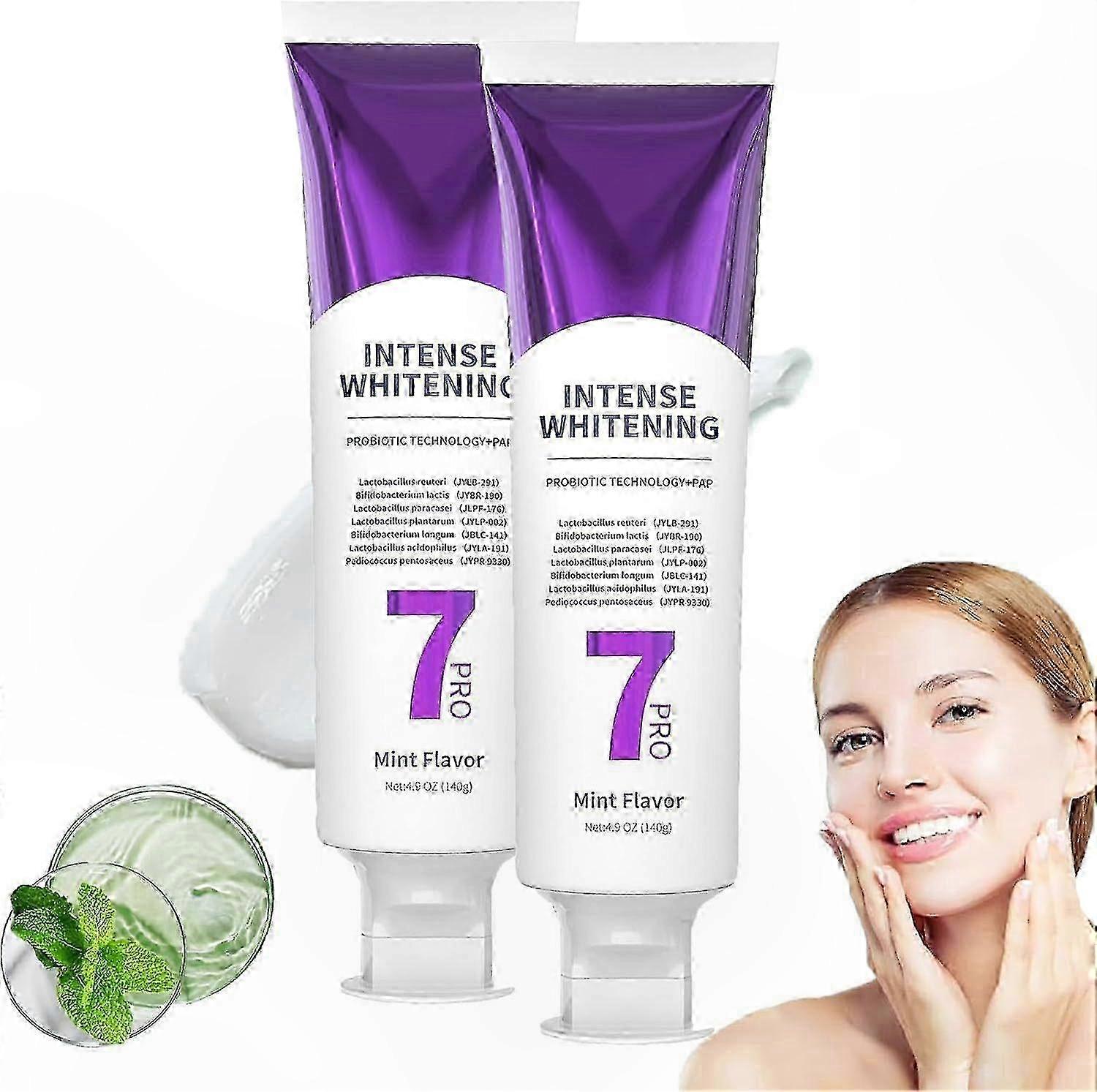 2-Pack Advanced Whitening Toothpaste, Natural Mint Formula for Deep Cleaning and Stain Removal