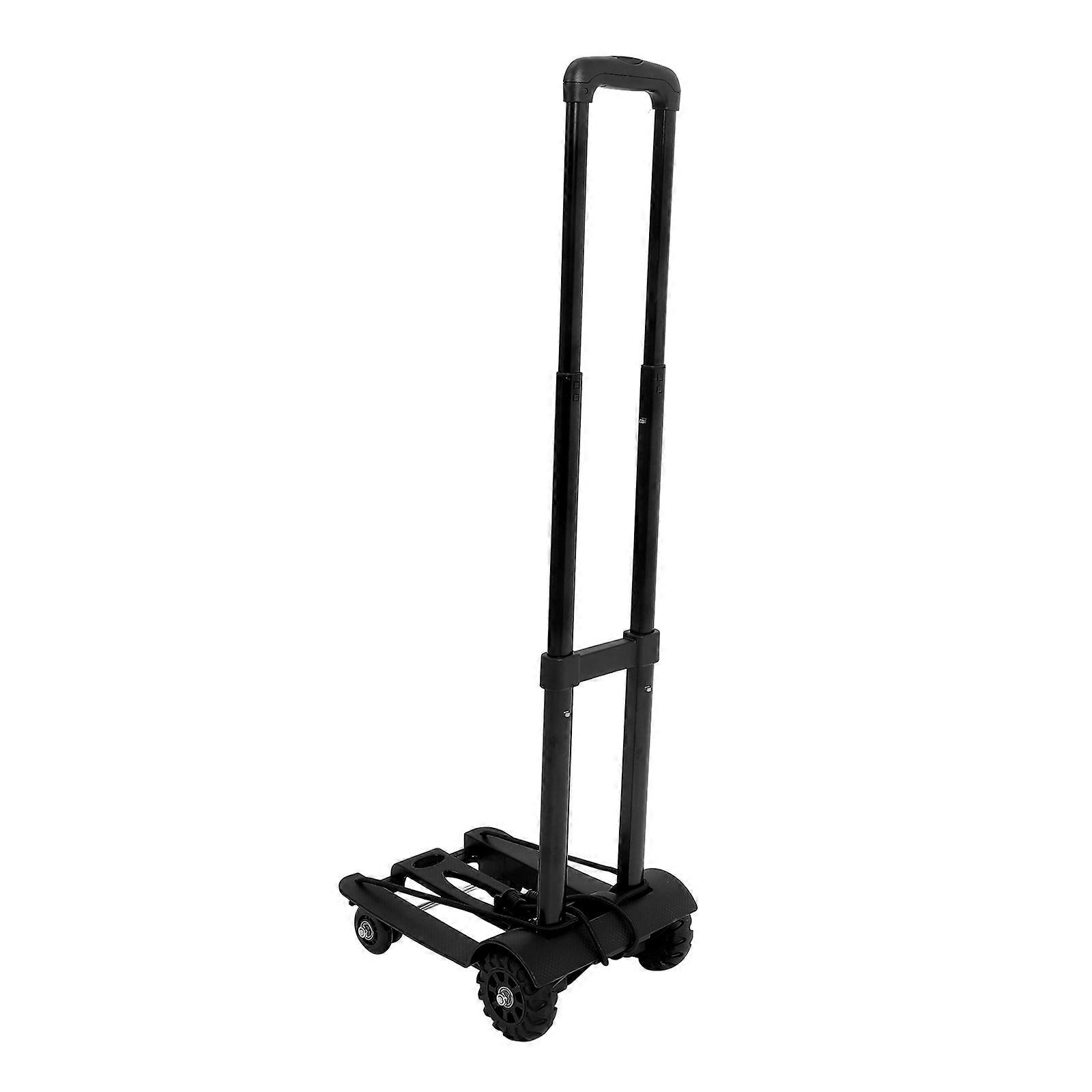 Folding Cart Shopping Trolley Luggage Cart Travel Black Pull Rod Thickened Design 1Pack