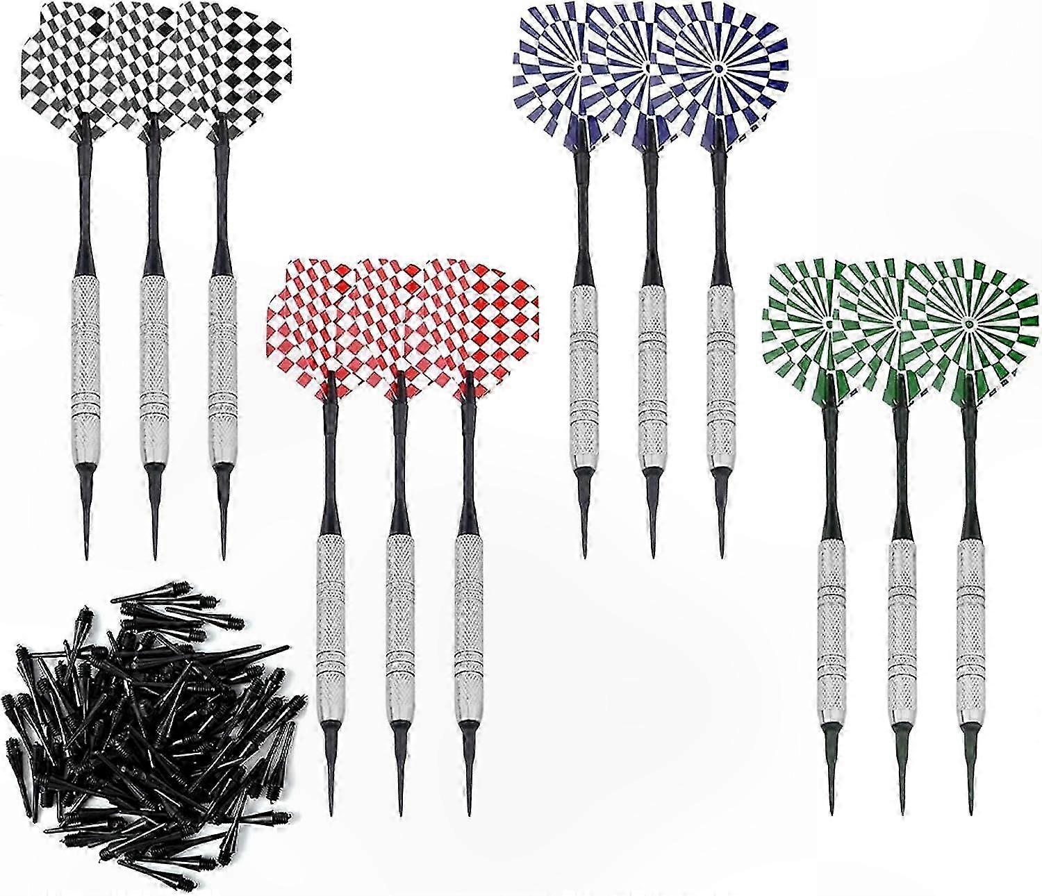 Soft Tip Darts with Flights, 12-Pack of 14g Plastic Tip Darts for Dartboard Games and Accessories