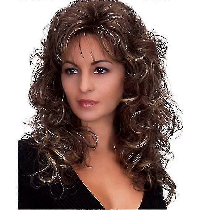 Peluca larga y rizada con estilo para mujer
